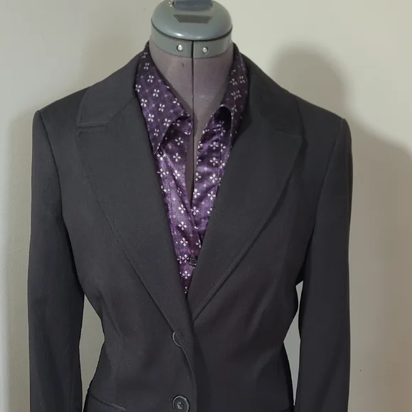 SZ10 Y2K Vintage Long Pinstripe Blazer Suzy Shier Women's Black - Picture 2 of 9